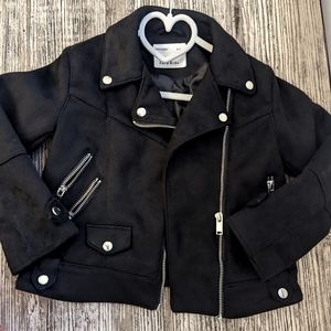 Zara Kids Size 6 Suede-like moto jacket black